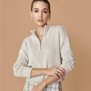 NWT Felicia Quarter Zip Pullover Sweater in Gray